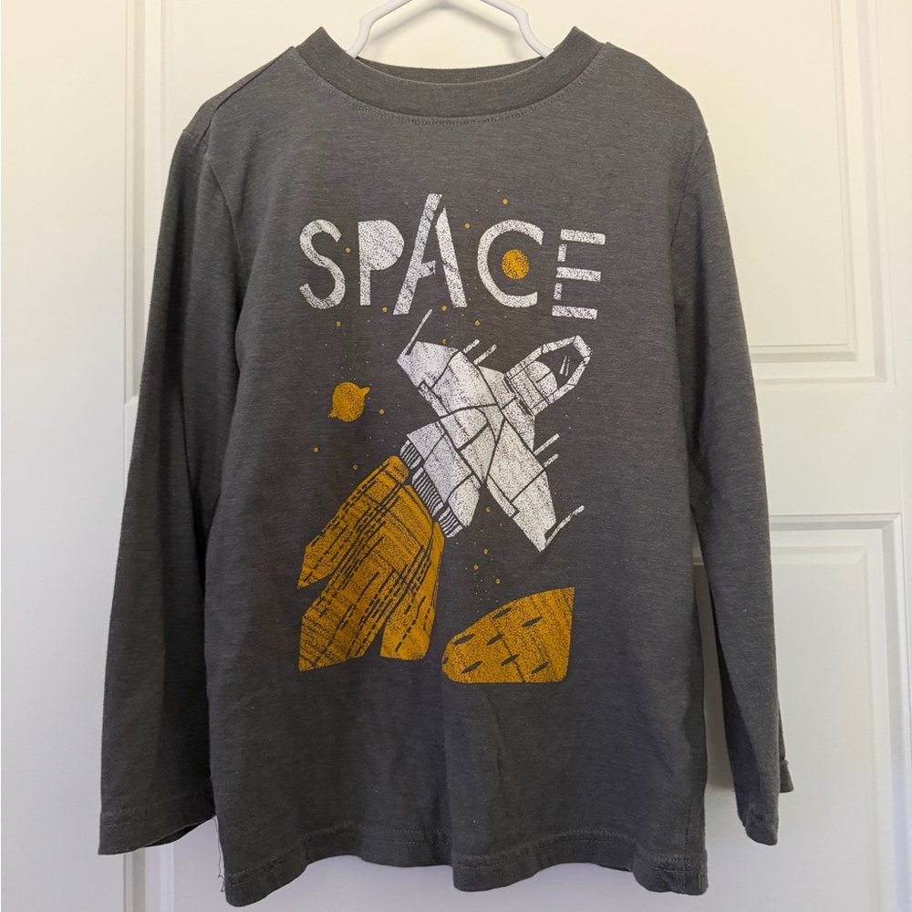 Cat & Jack Gray Space Themed Long Sleeve Tee